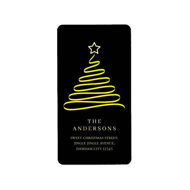 Étiquette Elegant Simple Gold Christmas Tree Return Address (Devant)