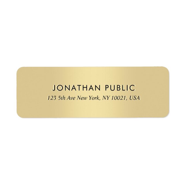 Étiquette Elegant Simple Luxury Gold Return Address (Devant)