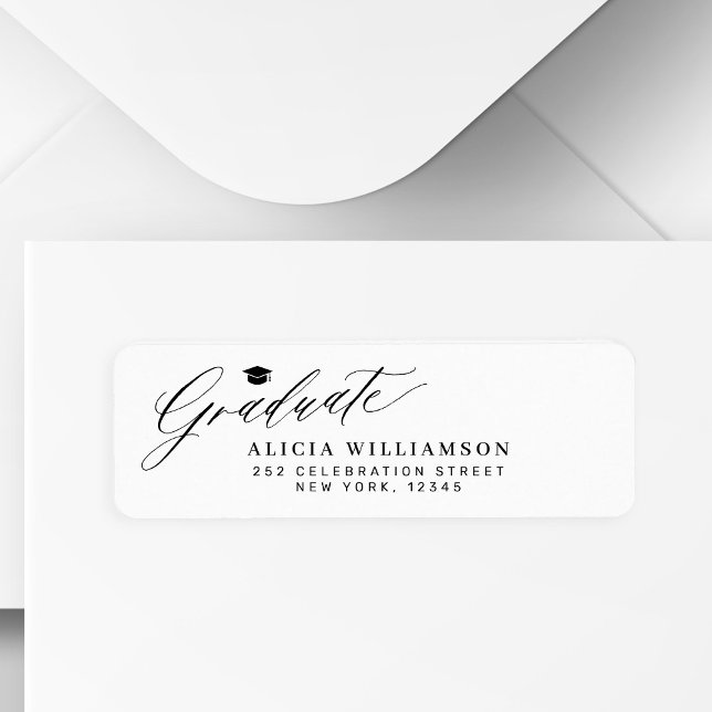 Étiquette Élégant simple script diplômé diplômé diplômé casq (Créateur téléchargé)