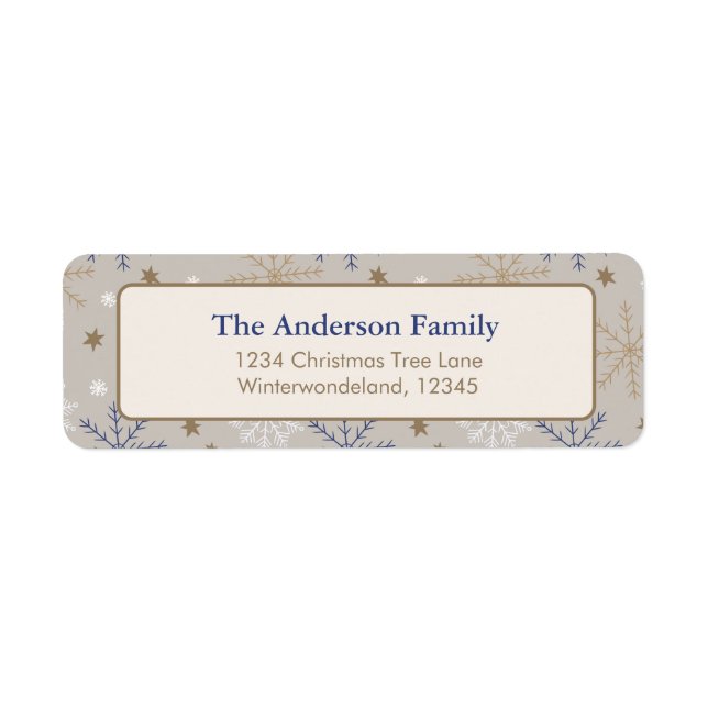Étiquette Elegant Snowflake Pattern Beige (Devant)