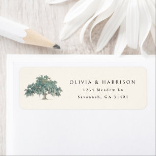 Étiquette Elegant Southern Oak Tree Adresse personnalisée