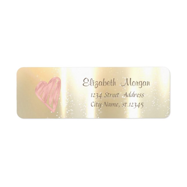 Étiquette Élégant, stylé or, cœur (Devant)