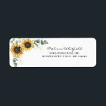 Étiquette Elégant Sunflower Eucalyptus Floral Adresse de ret<br><div class="desc">Créez une adresse de retour florale de tournesol moderne avec ce modèle mignon avec un beau bouquet floral rustique, cadre d'effet or géométrique, avec une typographie simple et moderne. CONSEIL : Des cartes de suite mariages comme RSVP, des programmes de mariage, des bannières, des tapisseries, des étiquettes cadeaux, des enseignes...</div>