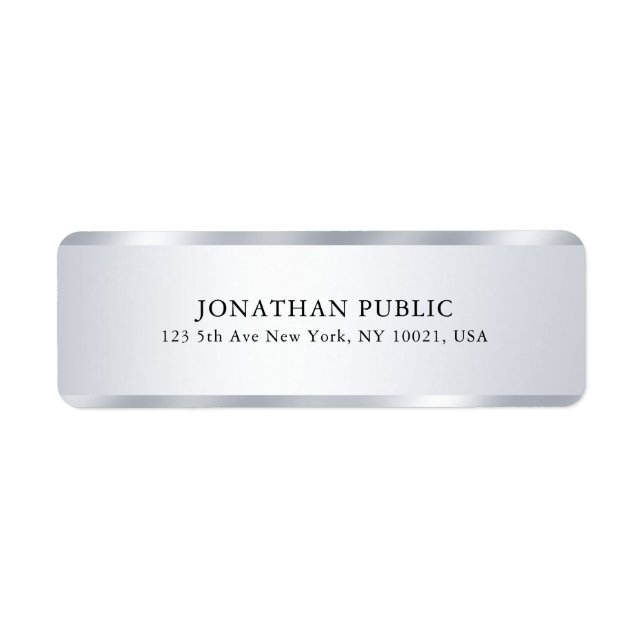 Étiquette Elégant sur mesure Argent Look Moderne Simple Modè (Devant)