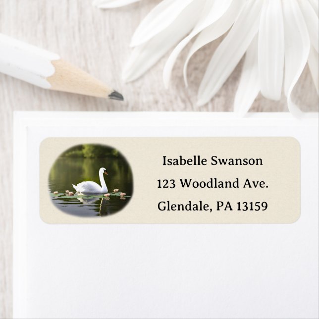 Étiquette Elegant Swan Easy Custom Return Address Labels (En situation)