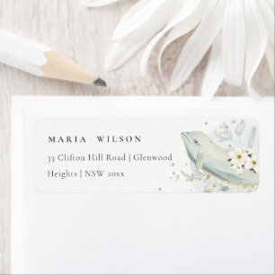 Étiquette Elegant Teal Gold Underwater Floral Fish Address