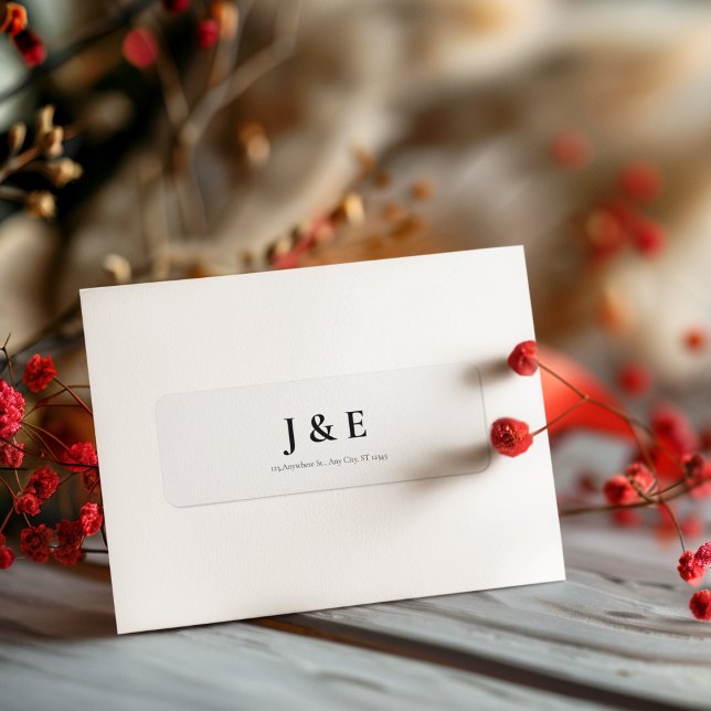 Étiquette Elégant thème Mariage noir et blanc (Customize a label which makes your work easy)