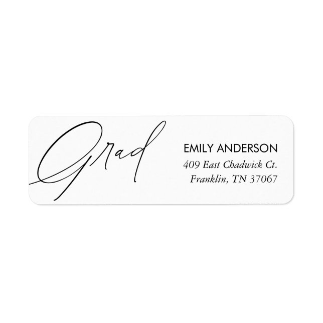 Étiquette Élégant Trendy Calligraphy Graduation Adresse (Devant)