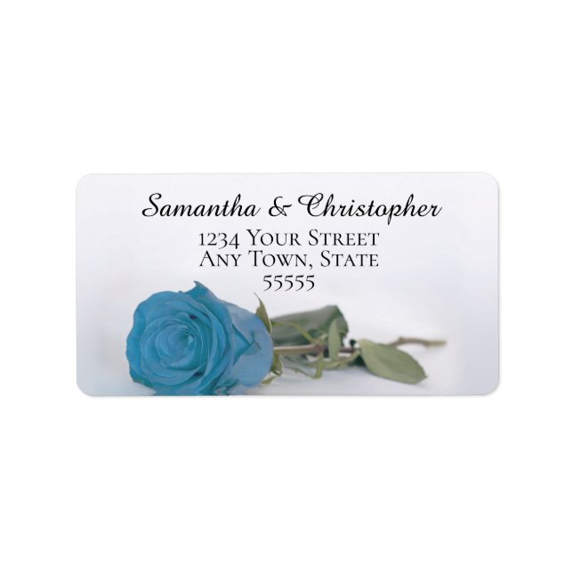 Étiquette Elégant Turquoise Blue Rose Adresse Mariage (Devant)