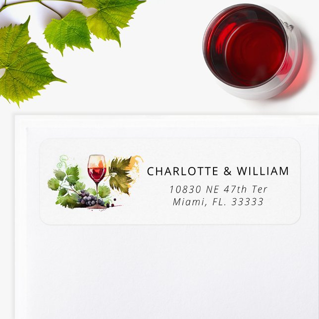 Étiquette Elégant vin thème Aquarelle Mariage retour (Créateur téléchargé)