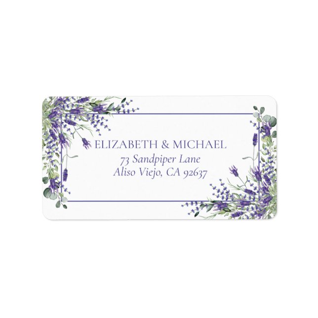Étiquette Élégant violet Mariages floraux Adresse de retour (Devant)