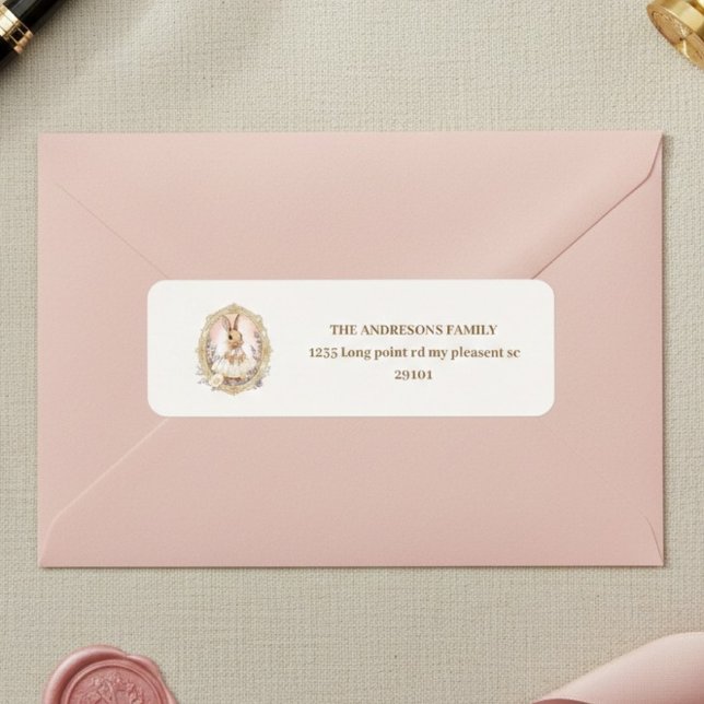 Étiquette Elegant Watercolor Bunny  (Créateur téléchargé)