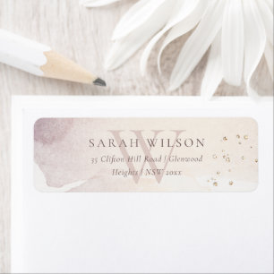 Étiquette Élégante Abstraite Gold Purple Monogram Adresse