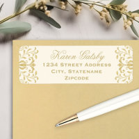 Élégante Adresse de Mariage en Ivoire et Or Damass