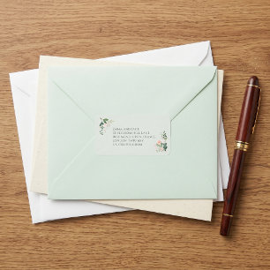 Étiquette Élégante adresse de mariage florale vert sauge
