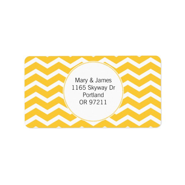 Étiquette Élégante adresse de mariage Jaune Chevron Motif (Devant)