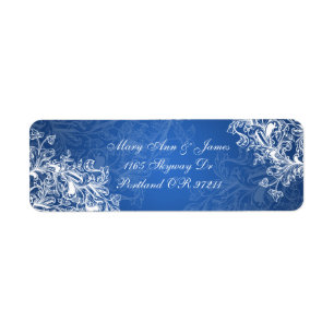 Étiquette Élégante adresse de mariage Vintage torrents bleu