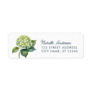 Étiquette Élégante Adresse de Retour Aquarelle Hydrangea Ten