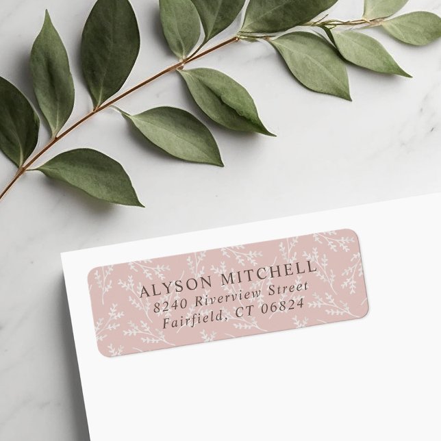 Étiquette Élégante adresse de retour botanique rose (Créateur téléchargé)