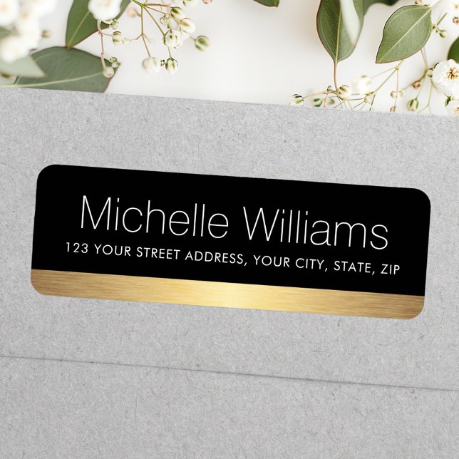 Étiquette Élégante adresse de retour de bordure en dégradé d (Elegant golden gradient border return address label)