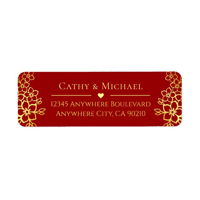 Étiquette Élégante adresse de retour de fleurs de mariage ch (Devant)