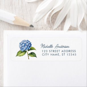 Étiquette Élégante Adresse de Retour de Hortensia à l'Aquare