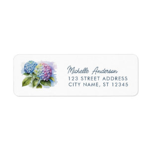 Étiquette Élégante Adresse de Retour de Hydrangea Aquarelle