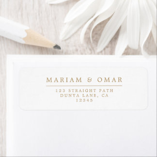 Étiquette Élégante Adresse de Retour de Mariage Minimaliste