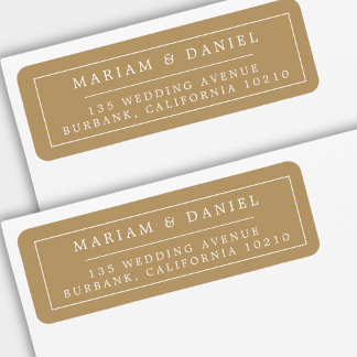 Étiquette Élégante Adresse de Retour de Mariage Simple Bordu
