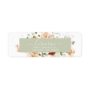 Étiquette Élégante Adresse de Retour Florale Boho Manuscrite