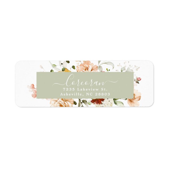 Étiquette Élégante Adresse de Retour Florale Boho Manuscrite (Devant)