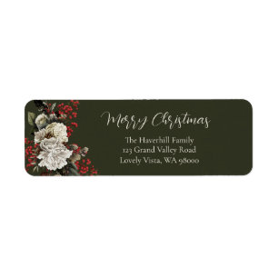 Étiquette Élégante adresse de retour florale de Noël