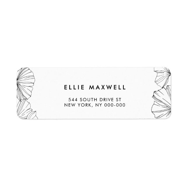 Étiquette Elégante adresse de retour minimaliste Ginkgo Bilo (Devant)