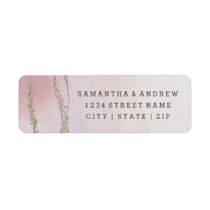 Étiquette Elégante Aquarelle Blush Mariage Adresse de retour
