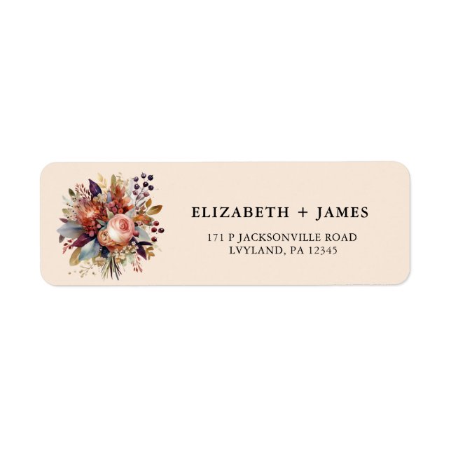 Étiquette Élégante aquarelle boho fleur personnalisée  (Devant)