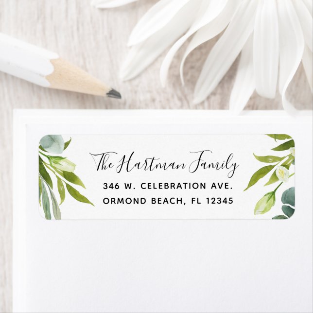 Étiquette Elégante aquarelle Feuille printemps été (En situation)