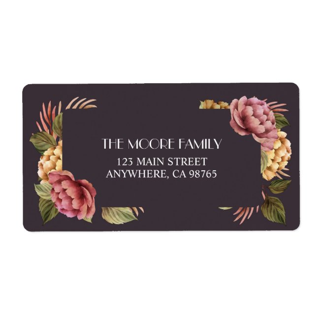 Étiquette Elégante aquarelle Floral Adresse de retour (Devant)