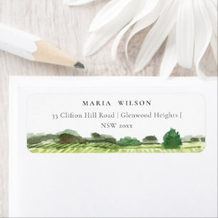 Étiquette Elégante aquarelle Green Winery Vineyard Adresse