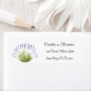 Étiquette Elégante Aquarelle Lavande Herbes Floral Mariage L
