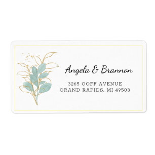 Étiquette Elégante Aquarelle Mariage Adresse de retour