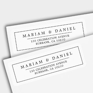 Étiquette Élégante Bordure Noir Minimaliste Adresse de Retou