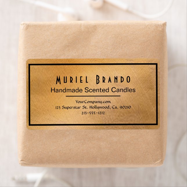 Étiquette Élégante bougie en cuivre Compagnie V5 Adresse de  (En situation)