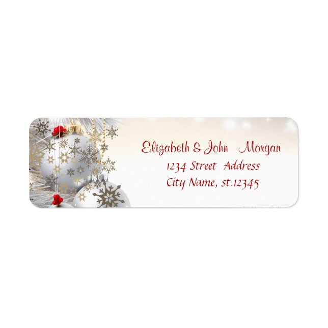 Étiquette Élégante Boules de Noël élégantes Boules de neige  (Devant)