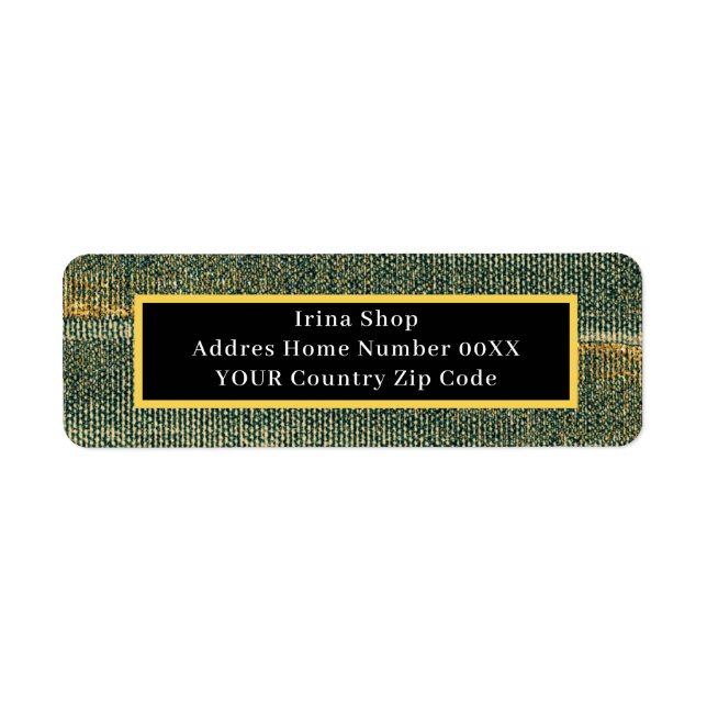 Étiquette Élégante brosse verte avec or et noir (Devant)