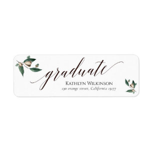 Étiquette Élégante calligraphie Magnolia Adresse de graduati