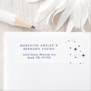 Étiquette Élégante Céleste Mariage Blanc Adresse de Retour