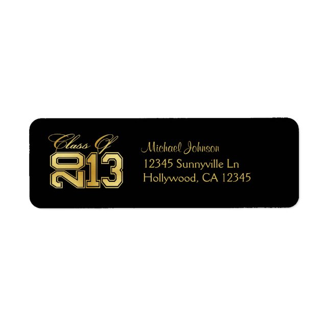Étiquette Elégante classe Noir et Or de 2013 (Devant)