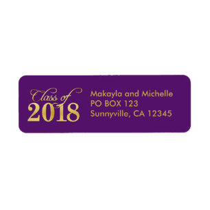 Étiquette Élégante classe Purple & Gold de 2018 Graduation