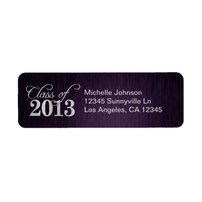 Étiquette Elégante classe violet et argent de 2013 (Devant)