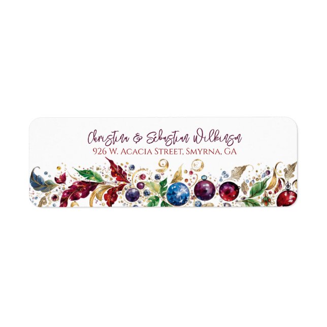 Étiquette Élégante couronne de Noël Adresse de retour (Devant)
